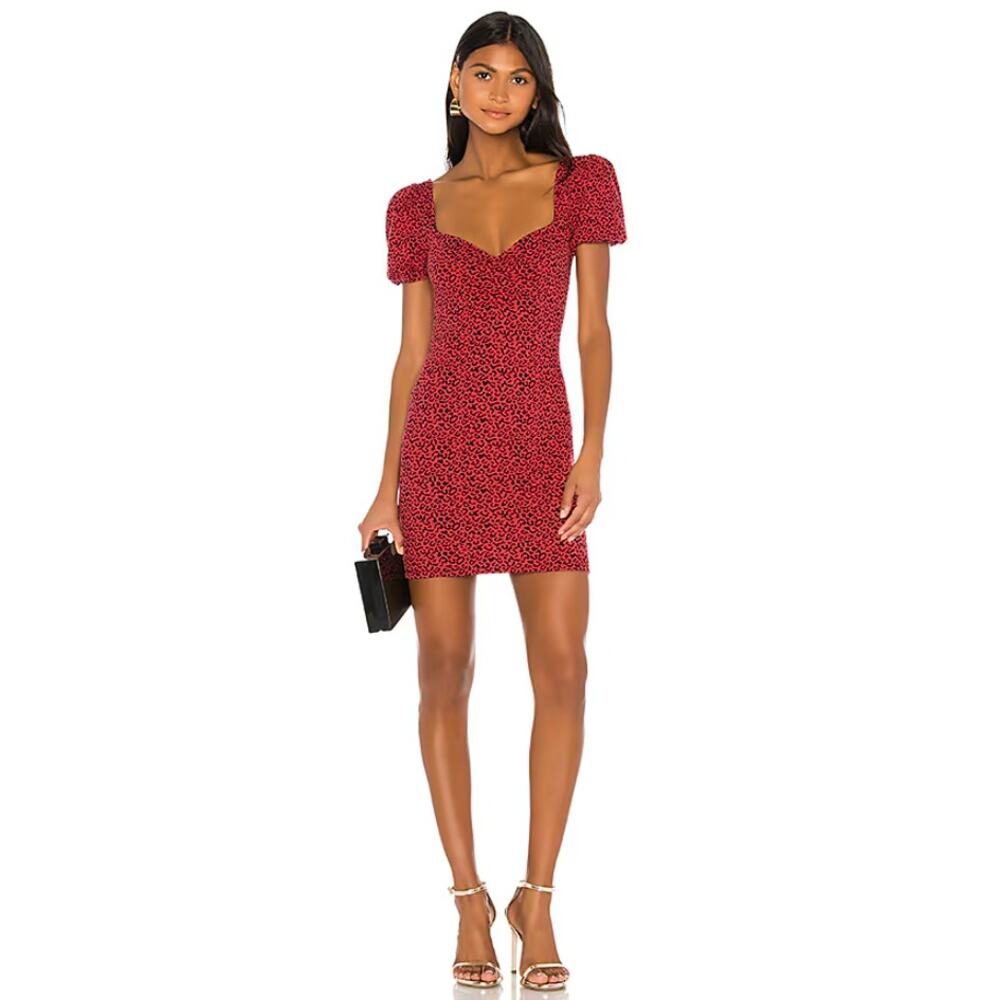 Lovers + Friends Tiffany Mini Sheath Dress Women's S Red Leopard Polyester NWT